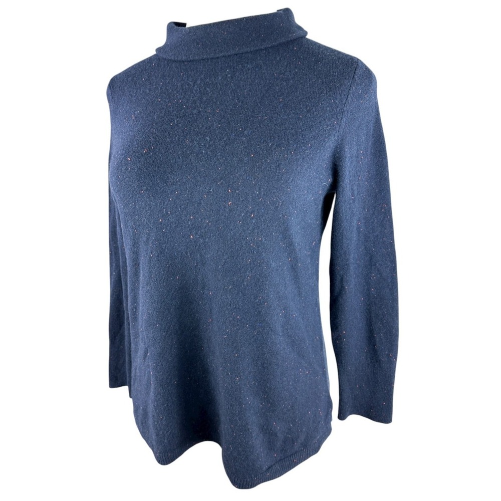 *Flawed Talbots Cashmere Sweater Sabrina Donegal LP Large Petite Navy Speckled - Picture 3 of 12